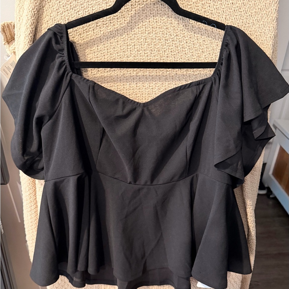 SHEIN Black Off-Shoulder Peplum Blouse